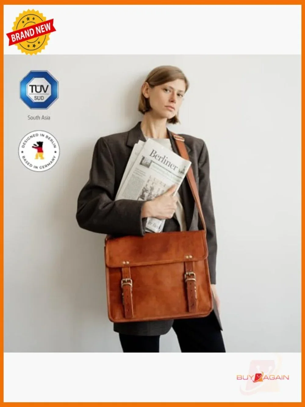 Vintage Leather Messenger Bag Business Laptop Briefcase Unisex